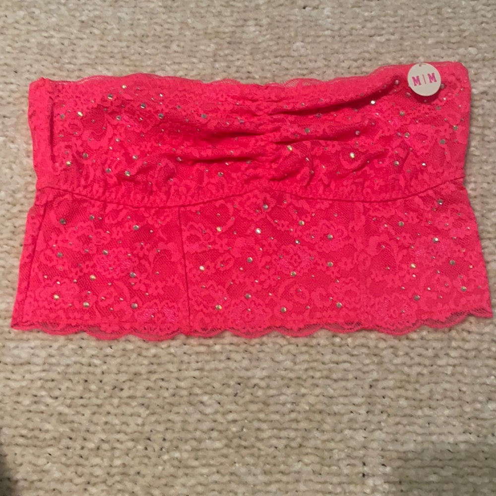 NWT VICTORIAS SECRET HOT PINK LACE BRA CROP TOP